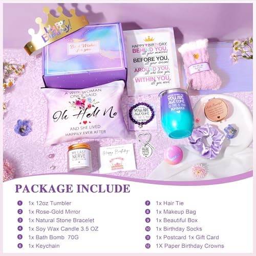 Gifts for Women, Birthday Gifts for Women, Happy Birthday Gifts Basket, Gift Set for Best Friends Female Sister Mom Wife Her Girlfriend Coworker Bestie Bff