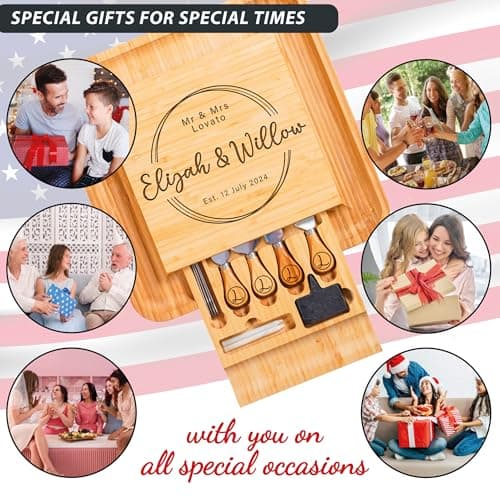 Personalized Charcuterie Board Gifts Set for Best Friends, Custom Large Cheese Board for Wedding, Anniversary, Birthday, Housewarming, Engagement, Party, New Home Gift Couple