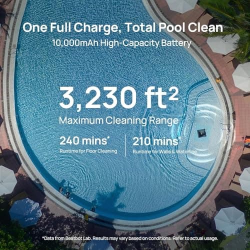 (2025 Upgrade) Beatbot AquaSense 2 Cordless Robotic Pool Vacuum Cleaner, Smart Surface Parking, Double-Pass Waterline Scrubbing, Cleans Floor, Walls and Waterline, Light Blue