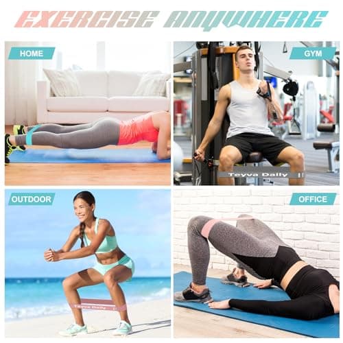Teyva Daily 50 Pcs Resistance Loop Exercise Bands for Booty Workout Stretch Exercise Bands 5 Level Each Set with Storage Bag Non Slip for Legs Squat Resistance Loop Women Men Fitness