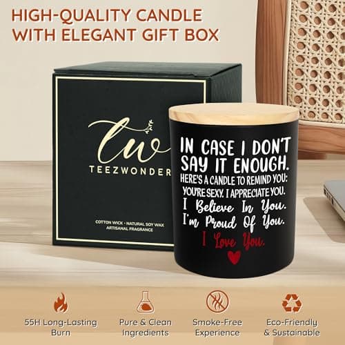 TEEZWONDER Anniversary Wedding Gifts for Women Men - Long Lasting Vanilla Lavender Candle 10 Oz - Birthday Romantic Gifts for Him Her, Girlfriend Boyfriend Birthday Gift Ideas, Gift for Husband Wife