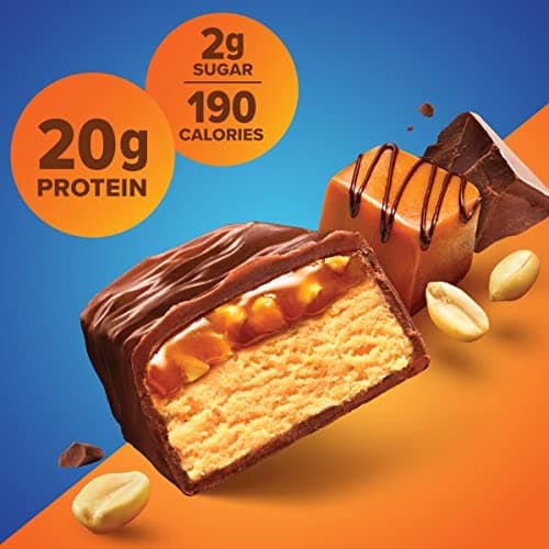 Pure Protein Chocolate Peanut Caramel Protein Bars – 20g Protein, 3g Sugar, 190 Calories (12 count) Low Sugar* High Protein Snack - Gluten Free - Perfect for a Healthy Snack
