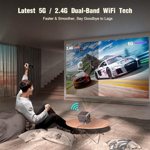 [Netflix Officially & Auto Focus] VOPLLS 4K Projector with WiFi and Bluetooth, 3D Stereo Sound & Auto Keystone Video Projector, 1200ANSI Outdoor Movie Projector, 50% Zoom, MAX 300''Display (Grey)