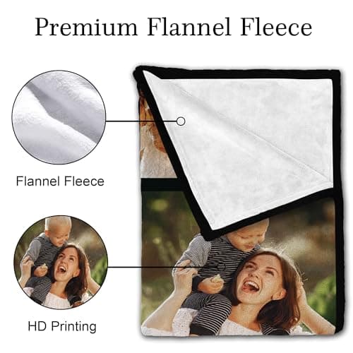 Yofair Ships Next Day, Custom Blanket with Picture Personalized Gifts for Mom Dad Customized Photo Blanket Family Christmas Birthday Gifts for Adult Husband Wife 40" W x 50" L