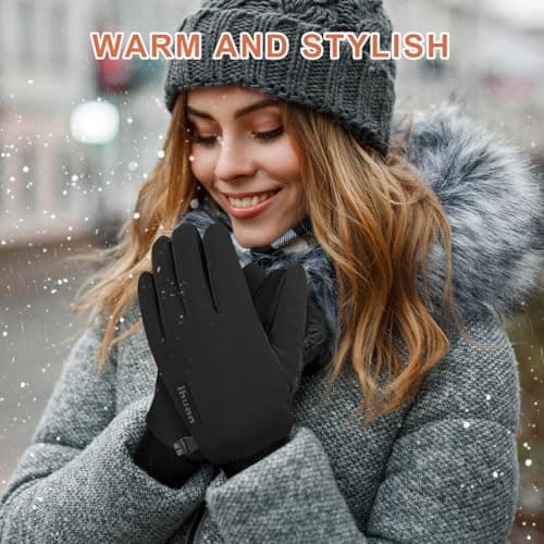 ihuan Winter Waterproof Gloves Cold Weather - Snow Ski Windproof for Men Women, Warm Touchscreen Thermal for Running Cycling