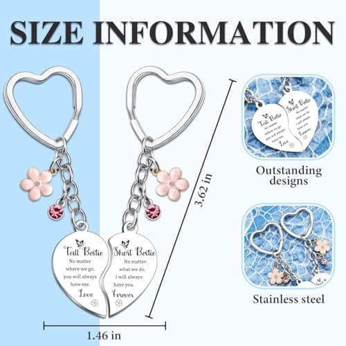 Bestie Gifts Friendship Keychain Bestie Birthday Gifts for Women Friendship Gift for Besties Bff Gift for Women Girls Friends Bff Stuff for Besties Christmas Presents for Her Matching Key Ring