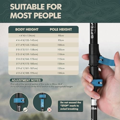 GPTCAMP Walking Sticks,Trekking Poles Collapsible Hiking Poles,Lightweight Folding Travel Walking Pole for Men Women,2pc Adjustable Hiking Stick with EVA Foam Grips for Backpacking