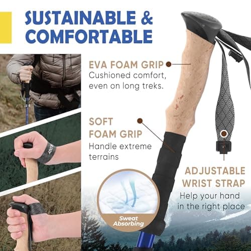 Trekology Trek-Z Collapsible Hiking & Trekking Poles - Balance Support for Seniors, Women, and Men, 2pc Per Set