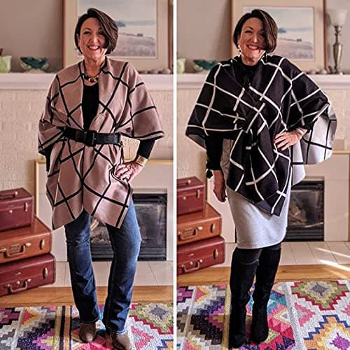 Moss Rose Women's Shawl Wrap Poncho Ruana Cape Open Front Cardigan Shawls for Fall Winter