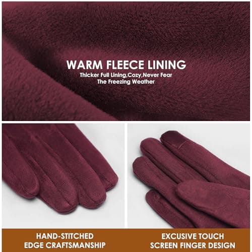 Dsane Womens Gloves Winter Touch Screen Texting Phone Windproof Gloves for Women Fleece Lined Thick Warm Gloves