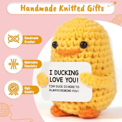MBL Anniversary for Men Women Her - Funny Small Cute Crochet Duck Gifts for Women Men Wife Husband Girlfriend Boyfriend Fiance Couple Lover Him Birthday Wedding Christmas Stocking Stuffers Present