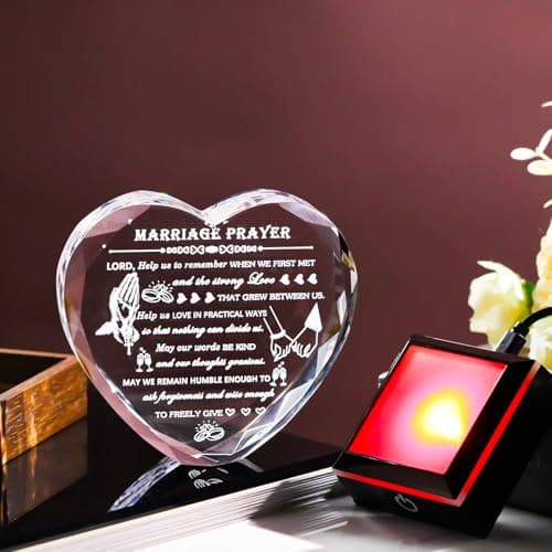Wedding Gifts for Couples 2025 with Colorful LED Base Heart Happy Anniversary Marriage Prayer Gift with Inspiring Quotes Unique Newlywed Mr and Mrs Engagement Gift Bridal Shower Gifts