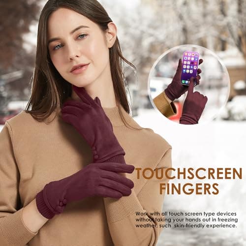 Dsane Womens Gloves Winter Touch Screen Texting Phone Windproof Gloves for Women Fleece Lined Thick Warm Gloves