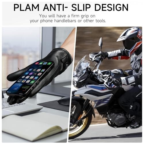 OZERO Mens Winter Gloves Nappa Leather Warm Wool Touchscreen Dress Glove - Thermal Gifts for Dad or Husband