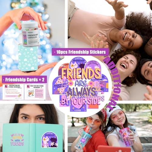 60PCS Pre-Written Friendship Messages in a Bottle, Bestfriend Birthday Gifts for Women Sister Bestie, Cute Capsule Messages in Plastic Jar Long Distance BFF Gifts