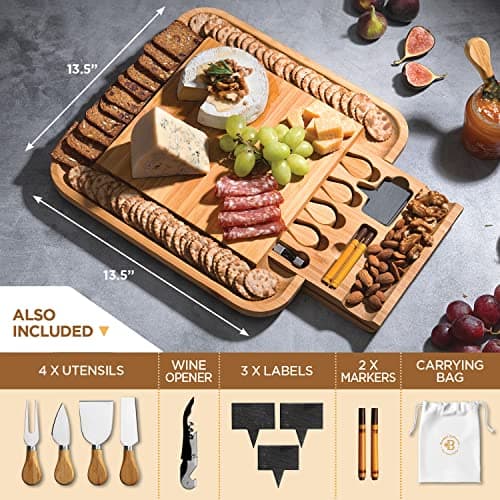 Charcuterie Board Gift Set - Bamboo Cheese Board and Knife Set - Housewarming Gifts for New Home, Wedding Gifts for Couples 2025, Bridal Shower Gifts, Birthday Gifts for Women