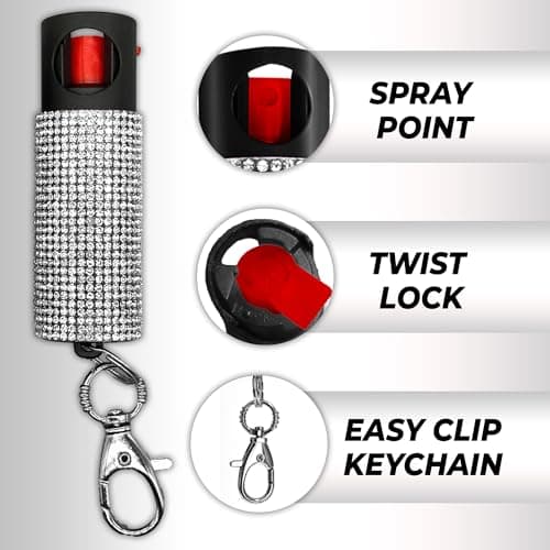 FIGHTSENSE Self Defense Pepper Spray - 1/2 oz Compact Size Maximum Strength Police Grade Formula Best Self Defense Tool for Women W/Leather Pouch Keychain