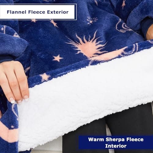 THREE POODLE Wearable Blanket Hoodie for Women, Oversized Sherpa Sweatshirt Blanket for Adults Men, Cozy Hooded Blankets, Gifts for Teen Girls Women Mom Sister