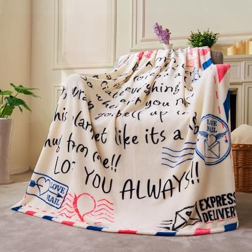 Joiedomi Birthday Gifts for Mom Soft Flannel Mom Blanket for Women Wife Grandma Mothers Day Anniversary Present from Daughter Son 50" x 60" Ivory White