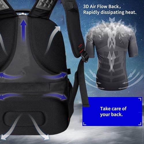 SHRRADOO Extra Large 50L Travel Laptop Backpack with USB Charging Port, College High School Backpack Airline Approved Business Work Bag Fits 17 Inch Computer for Men Women