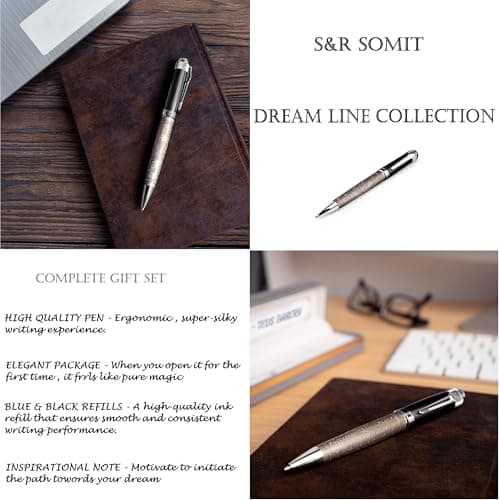 Fancy Pen for Men with Gift Box - Valuable Luxury Pen for Business and Office, Executive Gift for Family & Friends - Special Engraving & Led Decorative Box (BLACK SILVER)