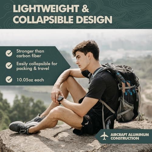 GPTCAMP Walking Sticks,Trekking Poles Collapsible Hiking Poles,Lightweight Folding Travel Walking Pole for Men Women,2pc Adjustable Hiking Stick with EVA Foam Grips for Backpacking