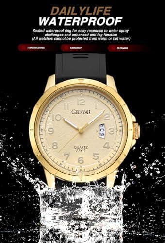 GEDIYAR Mens Quartz Analog Wrist Watches Calendar Date Waterproof Big Large Face Watch for Men Business Casual Dress Sports