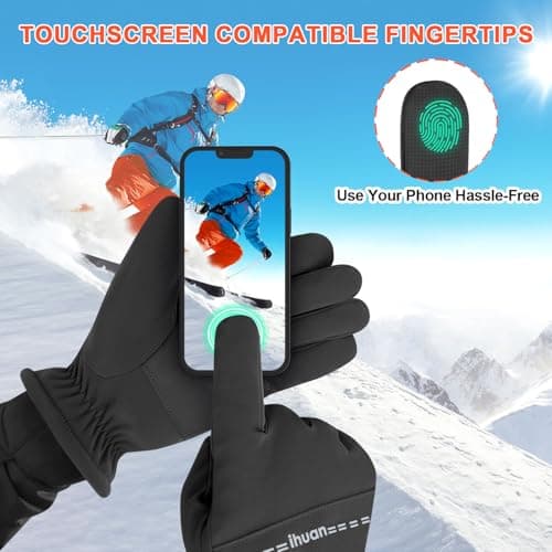 ihuan Winter Waterproof Gloves Ski for Women Men, Cold Weather Warm Thermal Touchscreen Snow Gloves for Running Cycling