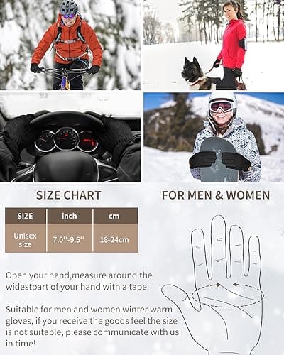 ARFNKIM Thermal Winter Gloves-Fleece Lining Touch Screen Knit Stretchy Warm Gloves for Running Cycling Riding- Men Women