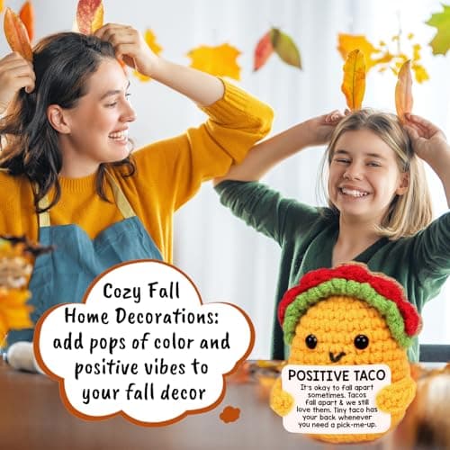 Positive Crochet Taco Christmas Birthday Gifts for Women Men Self Care Son Back to School Mom Dad Daughter Sister Friend Coworkers Relaxation Gift Desk Home Fall Decor Emotional Inspirational Support