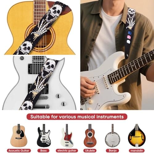 AARVI Guitar Strap Set for Bass/Electric/Acoustic Guitars Durable Multi-Purpose Music Accessory