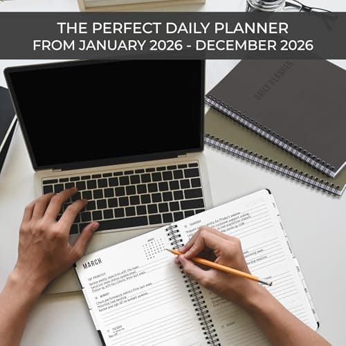 Durable 2026 Daily Planner - 7" x 10" Daily Planner with Weekly & Monthly Spreads for Easy Planning - Perfect Calendar Book for Women or Men To Organize All Appointments, Tasks and Boost Productivity
