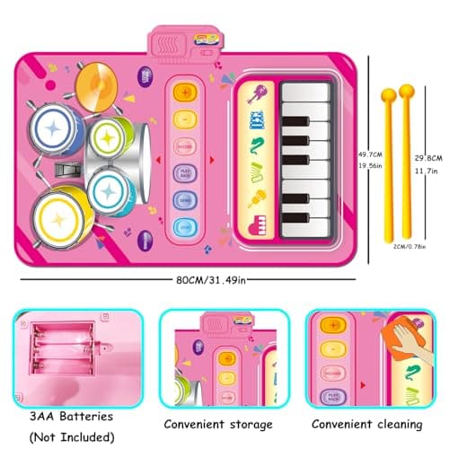 Toys for 1 Year Old Girl Gifts,2 in 1 Piano Mat Montessori Toys for 1 2 Year Old Girl,Educational Musical Toy First Birthday Gifts for 1 2 3 Year Old Girls,Christmas Stocking Stuffers for Toddler Girl