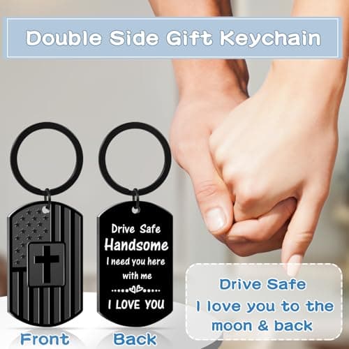 Valentines Day Gifts for Men Boyfriend Him Husband, Drive Safe Keychain for Birthday Christmas Fathers Day, Stocking Stuffers