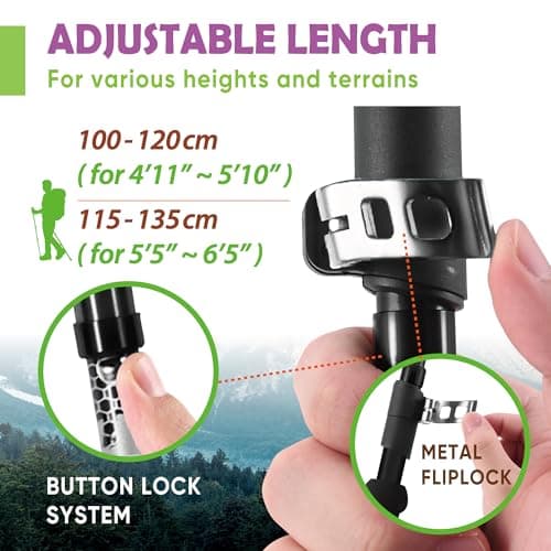 Trekology Trek-Z Collapsible Hiking & Trekking Poles - Balance Support for Seniors, Women, and Men, 2pc Per Set