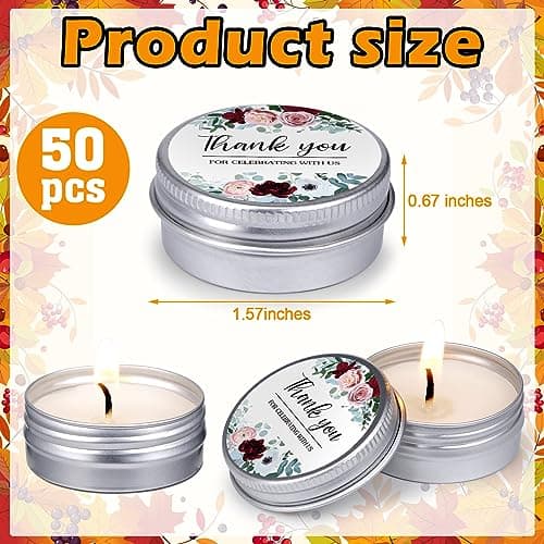 MTLEE 50 Pcs Wedding Candles Gift Favors for Guests 1 Oz Lavender Scented Soy Wax Aromatherapy Candle Favors for Bridal Shower Rustic Wedding Party Guests(Thank You)