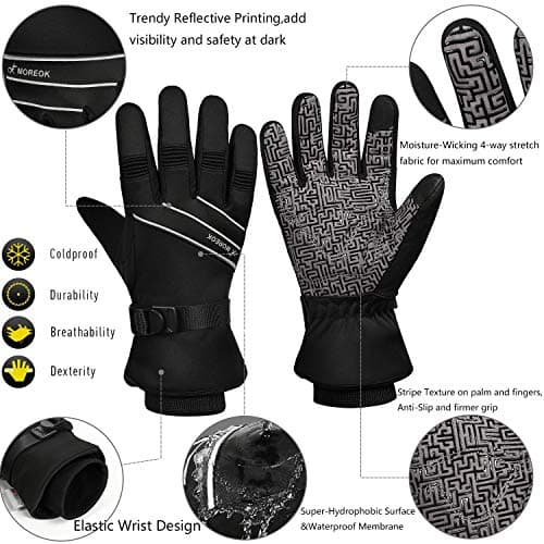 MOREOK Waterproof & Windproof -30°F Winter Gloves for Men/Women, 3M Thinsulate Thermal Gloves Touch Screen Warm Gloves for Skiing,Cycling,Motorcycle,Running