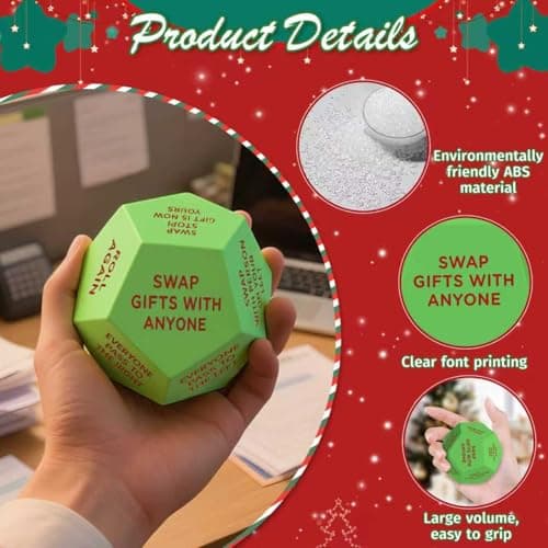 Santa Swap Gift Exchange Dice, 3 * 3in Exchange Gifts Family Game, Christmas Stocking Stuffers Gift Exchange Dice Games for Boys and Girls, Gifts for Xmas, Birthday, Party and Family Night, Holiday