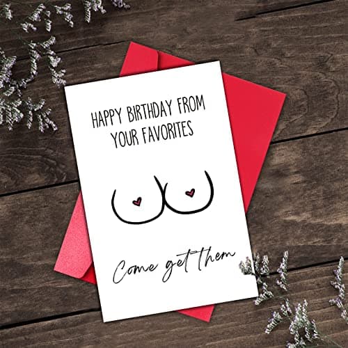 GYYsweetus Funny Husband Birthday Card, Sexy Birthday Gift, Rude Bday Card for Boyfriend, Humorous Birthday Card from Wife Girlfriend (Come Get Them)