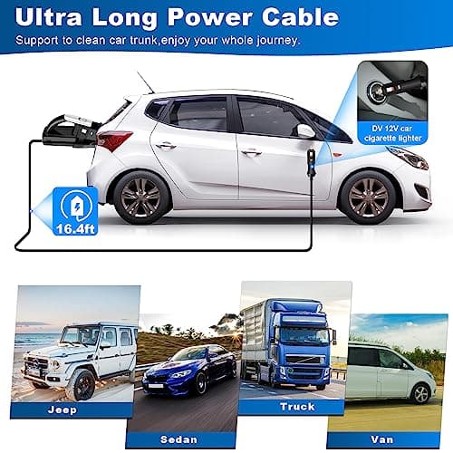 DRECELL Car Vacuum, Portable Vacuum Cleaner with Powerful 7000PA Suction, DC 12V Power 16.4Ft Cord Vacuum Cleaner, LED Light, 0.33L Capacity, Car Accessories for Men/Women