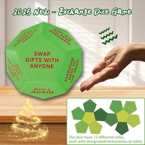 Santa Swap Gift Exchange Dice, 3 * 3in Exchange Gifts Family Game, Christmas Stocking Stuffers Gift Exchange Dice Games for Boys and Girls, Gifts for Xmas, Birthday, Party and Family Night, Holiday
