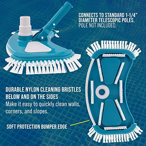 U.S. Pool Supply 12" Deluxe Weighted Butterfly Pool Vacuum Head with Side Brushes, Swivel Hose Connection, Pole Handle - Clean Debris Above Ground & In-Ground Swimming Pools, Spas – Vinyl Liner Safe