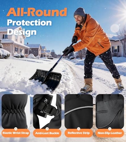 krosa Winter Gloves Men Women Made with 3M Insulation & Plush Lining, -15°F Windproof & Water-Resistant Snow Gloves for Cold Weather, Ski Glove with Reflective Strips & Touchscreen Fingers for Running