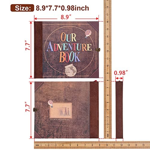 JIMBON Our Adventure Book Scrapbook Photo Album Retro Style Embossed Letter Cover Travel Diary Journal Scrap Book Kit For Couples,Memory Book For Anniversary Wedding