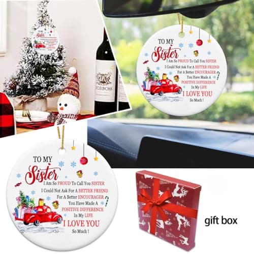 Sister Christmas Ornaments 2025,Sister Ornament for Christmas Tree,Best Sister Gifts,Friends Ornaments for Women,Friendship Gift for My Sister