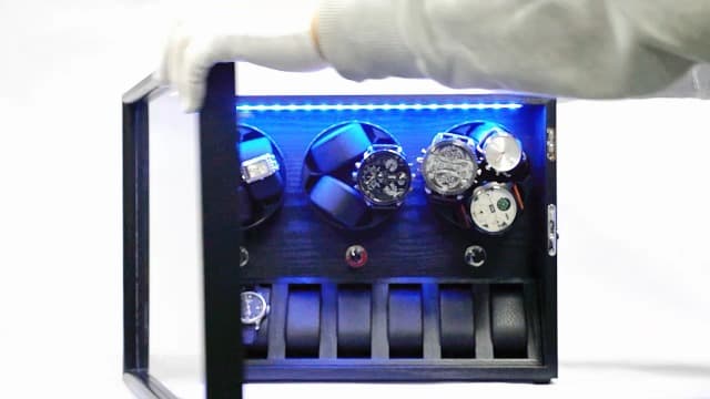 ORYX VISION Oryx Watch Winder for 4/6/9 Automatic Watches, Rotating Watch Box 5 Rotation Modes Setting Display Case with Extra Watch Storages and LED Light, Lockable Winders USB Powered Super Quiet Mabuchi Motor