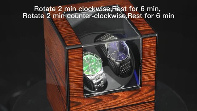 ANWBROAD ANWBROAD Watch Winder for Automatic Watches Double with Super Quiet Motor Flexible Watch Pillows LED Backlight Wooden 5 Modes Battery or Type-C Adapter UJWW001Y