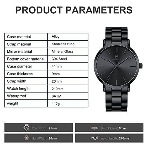 GOLDEN HOUR Men's Watches Slim Minimalist Runway Plated Stainless Steel Quartz Analog Watch