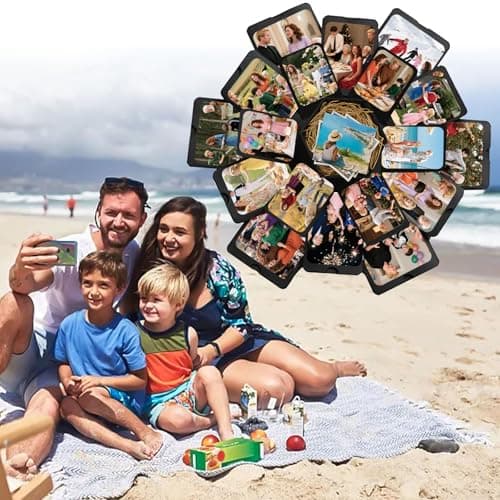 Koogel Explosion Gift Box, Handmade Exploding Photo Album Preassembled Surprise Picture Pop Up Love Box with Creative DIY Scrapbooking Accessories for Anniversary Birthday Wedding