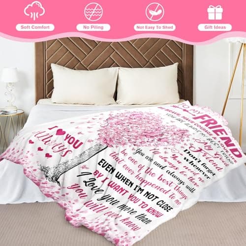 Best Friend Bestie Gifts for Women - Best Friend Birthday Gifts - Friendship Presents for Women - Long Distance BFF Presents - BFF Christmas Mothers Day Valentines Day Blanket 50"X60"